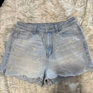 American Eagle Light Blue Floral Jean Shorts